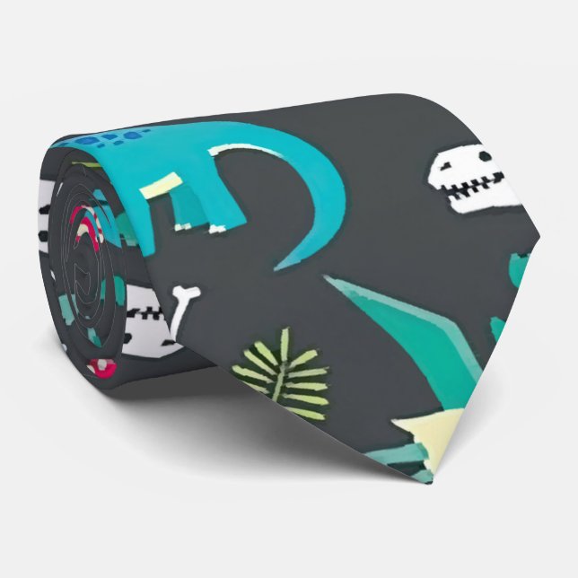 Dinosaur Seamless Pattern, Dinosaur Seamless Patte Neck Tie (Rolled)