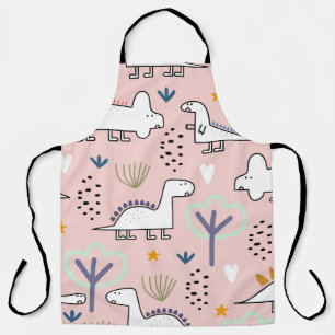 Dinosaur seamless pattern, vintage illustration wi apron