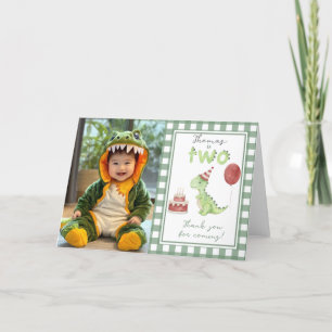 Dinosaur Second Birthday thank You