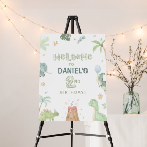 Dinosaur Second Birthday Welcome Sign
