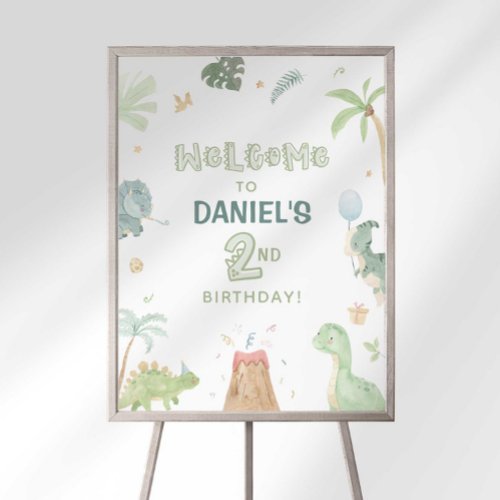 Dinosaur Second Birthday Welcome Sign