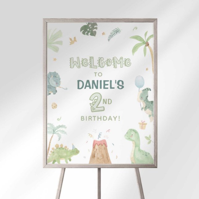 Dinosaur Second Birthday Welcome Sign (Creator Uploaded)