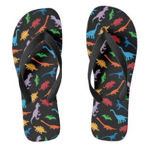 Dinosaur seven species silhouette pattern flip flops