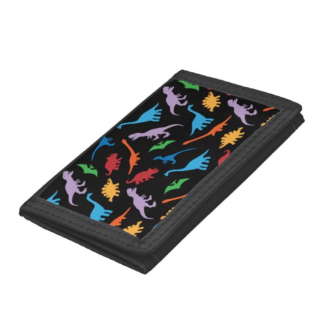 Dinosaur seven species silhouette pattern trifold wallet (Bottom)