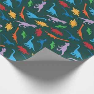 Dinosaur seven species silhouette pattern wrapping paper