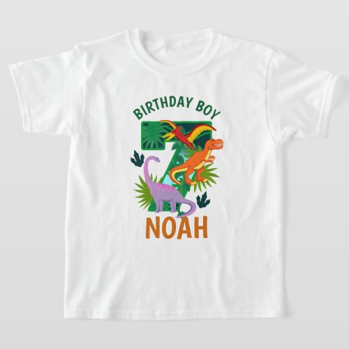 Dinosaur Seventh birthday toddler tshirts