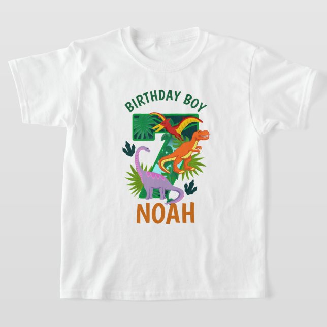 Dinosaur Seventh birthday toddler tshirts (Laydown)