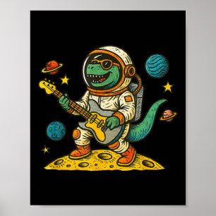 Dinosaur Shirts For Boys Space T-rex Birthday Boy Poster