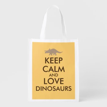 Dinosaur Shopping Bag Keep Calm Love Triceratops by keepcalmandyour at Zazzle