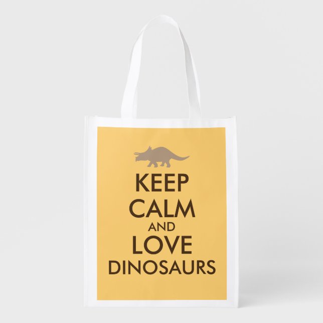 Dinosaur Shopping Bag Keep Calm Love Triceratops (Front)
