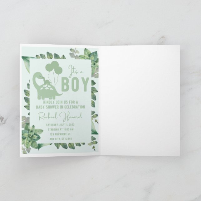 Dinosaur Shower Invitations (Inside)