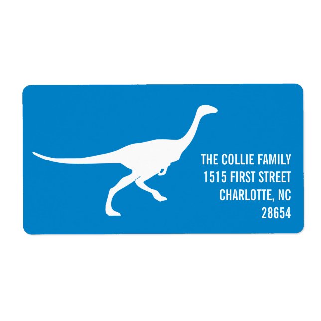 Dinosaur Silhouette Custom Color Address Label (Front)
