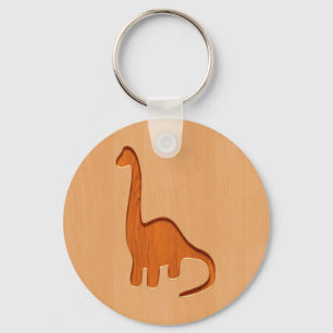 Dinosaur silhouette engraved on wood design keychain
