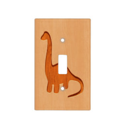 Dinosaur silhouette engraved on wood design light switch cover