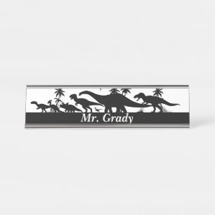Dinosaur Silhouettes Desk Name Plate
