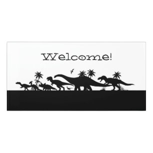 Dinosaur Silhouettes Door Sign