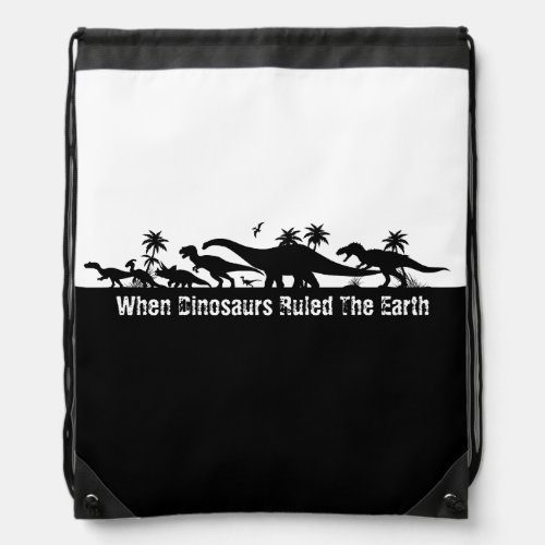 Dinosaur Silhouettes Drawstring Bag