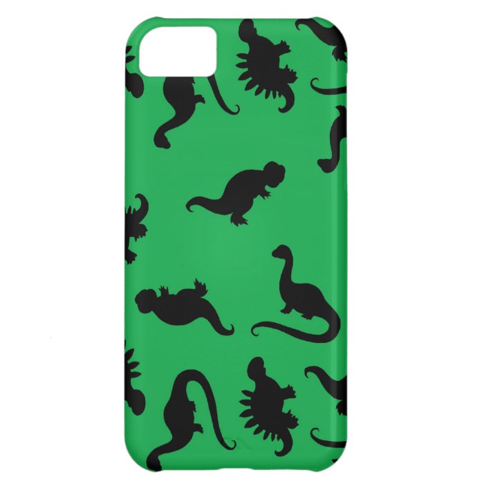 Dinosaur Silhouettes on Green Background Pattern iPhone 5C Cover