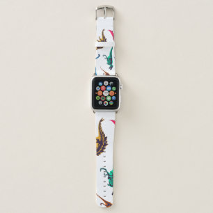 Dinosaur silhouettes: vintage sketch pattern. apple watch band