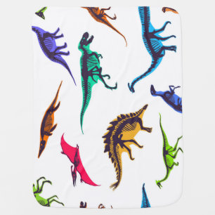 Dinosaur silhouettes: vintage sketch pattern. baby blanket