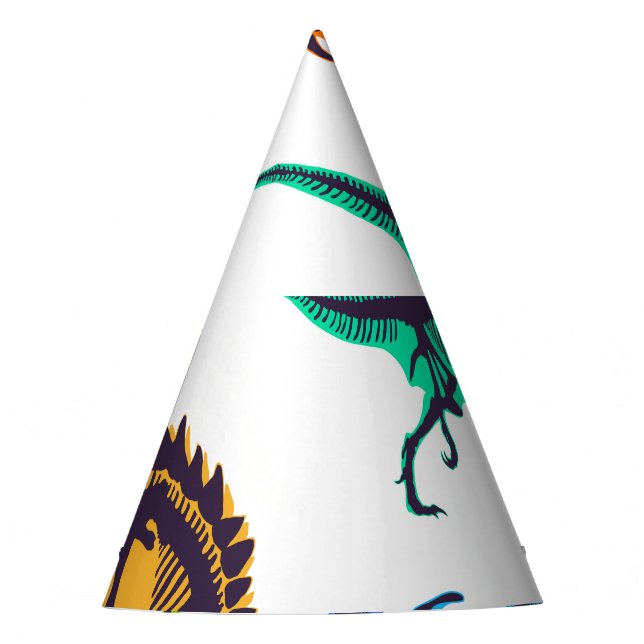 Dinosaur silhouettes: vintage sketch pattern. party hat (Front)