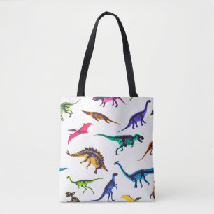 Dinosaur silhouettes: vintage sketch pattern. tote bag