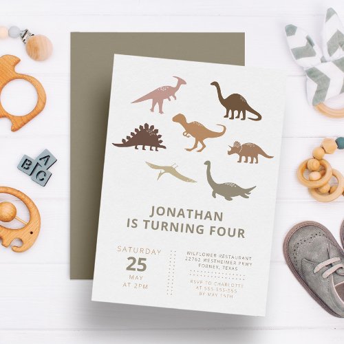 Dinosaur Simple Minimalist Boy Birthday Party Invitation