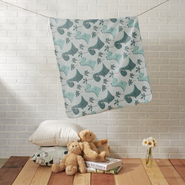 Dinosaur Simple Scandinavian Child Design  Baby Blanket (In Situ)
