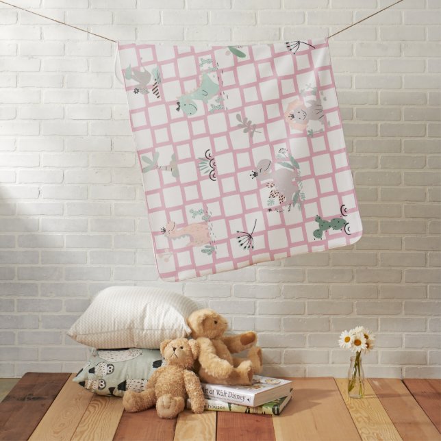 Dinosaur Simple Scandinavian Child Design  Baby Blanket (In Situ)