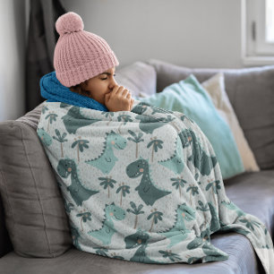 Dinosaur Simple Scandinavian Child Design Sherpa Blanket