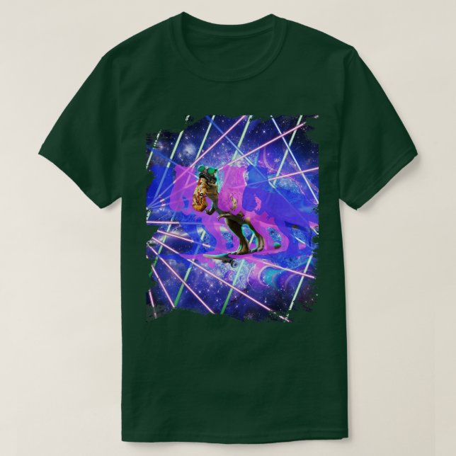 Dinosaur Skateboard Skateboarding, Rave Trippy Las T-Shirt (Design Front)