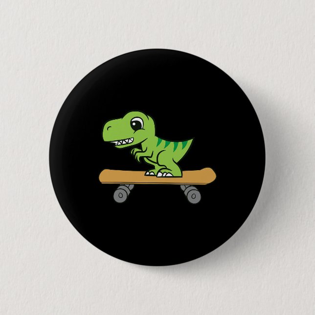 Dinosaur Skateboarding Cute Skateboard Dinosaur  Button (Front)