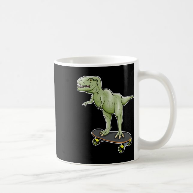 Dinosaur Skateboarding T-rex Dino Dinosaur  Coffee Mug (Right)