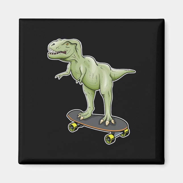 Dinosaur Skateboarding T-rex Dino Dinosaur  Magnet (Front)