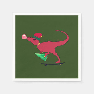 Dinosaur Skater Christmas Mod Napkins
