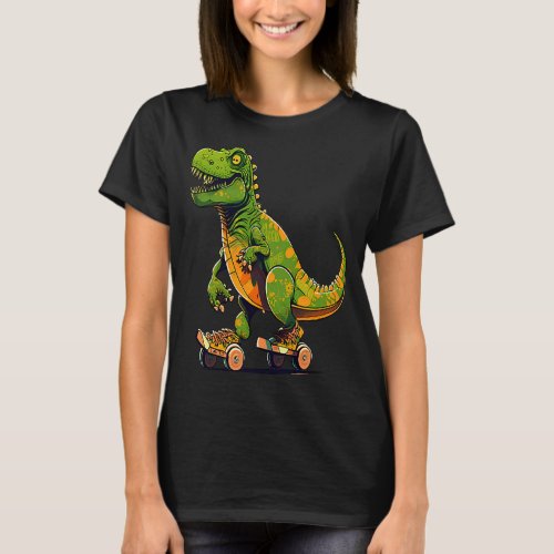 Dinosaur Skating Roller Derby T_Shirt