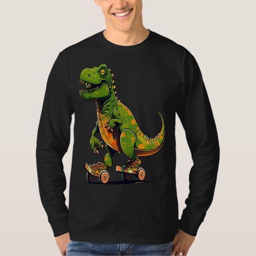 Dinosaur Skating Roller Derby T_Shirt