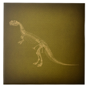 Dinosaur Skeleton Antique Dinosaur Bones Art Ceramic Tile