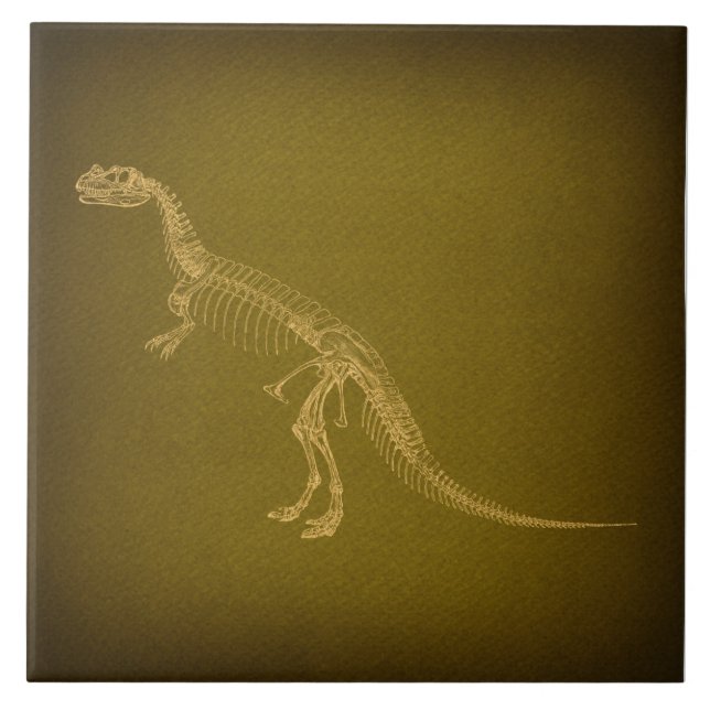 Dinosaur Skeleton Antique Dinosaur Bones Art Ceramic Tile (Front)