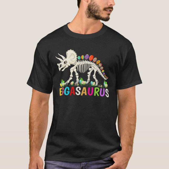 Dinosaur Skeleton Easter Egg Funny Eggasaurus East T-Shirt (Front)