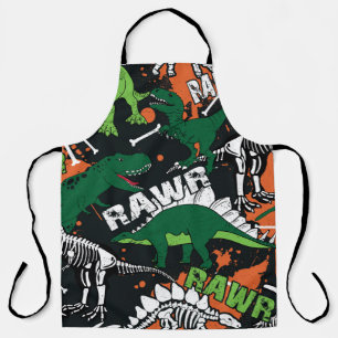 Dinosaur skeleton, grunge seamless pattern. apron