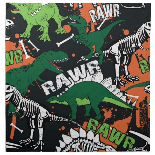 Dinosaur skeleton grunge seamless pattern cloth napkin