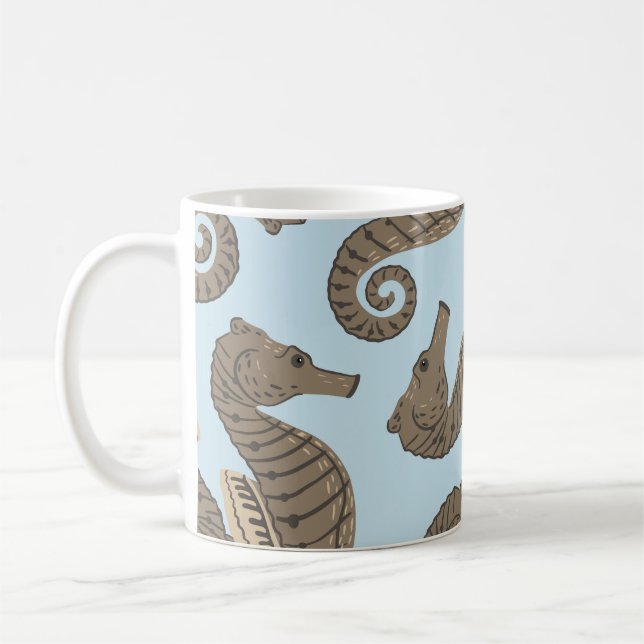 Dinosaur skeleton, grunge seamless pattern. coffee mug (Left)