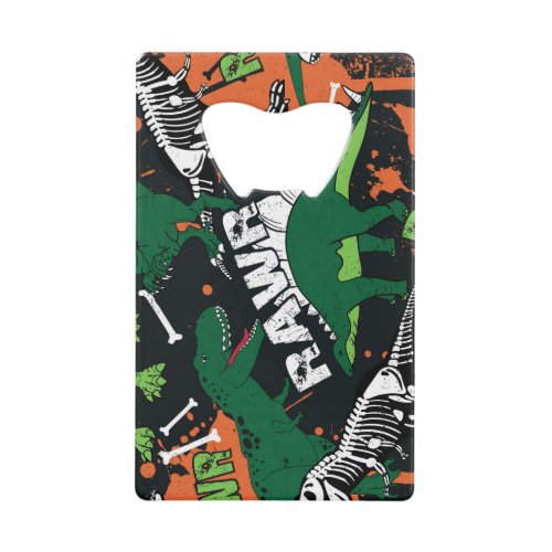 Dinosaur skeleton grunge seamless pattern credit card bottle opener