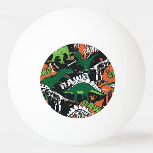 Dinosaur skeleton grunge seamless pattern ping pong ball