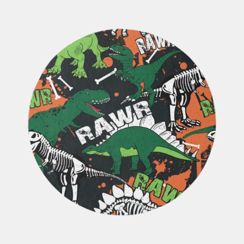 Dinosaur skeleton grunge seamless pattern rug
