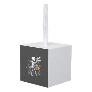 Dinosaur Skeleton Halloween Pumpkin Graveyard Desi Cube Ornament
