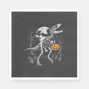 Dinosaur Skeleton Halloween Pumpkin Graveyard Desi Napkins