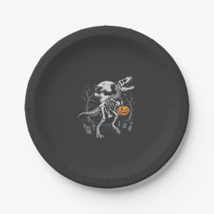 Dinosaur Skeleton Halloween Pumpkin Graveyard Desi Paper Plates