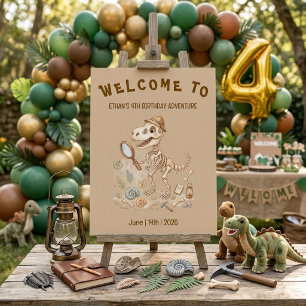Dinosaur Skeleton Paleontologist Boy 4th Birthday Foam Board